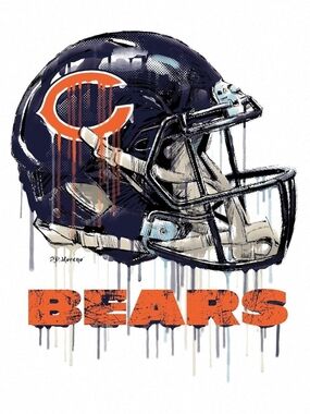 Costacos Chicago Bears Navy and Orange Football Helmet Art Poster